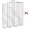 Arched Gabion Baskets - 6 pcs Galvanised Iron | Hipomarket UK