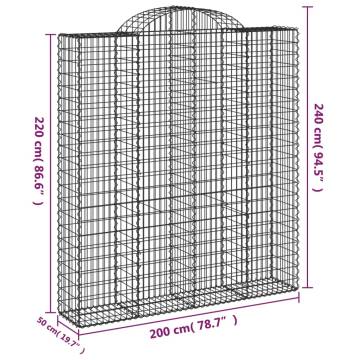 Arched Gabion Baskets - 6 pcs Galvanised Iron | Hipomarket UK