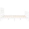 King Size White Bed Frame with Headboard - Solid Pine Wood