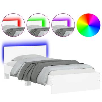 Stylish White Bed Frame with LED Lights - 100x200 cm