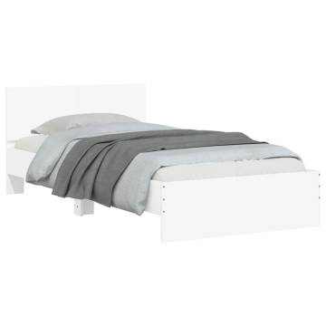 Stylish White Bed Frame with LED Lights - 100x200 cm