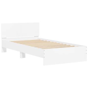 Stylish White Bed Frame with LED Lights - 100x200 cm