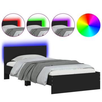 Stylish Black Bed Frame with LED Lights - 100x200 cm