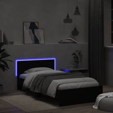 Stylish Black Bed Frame with LED Lights - 100x200 cm