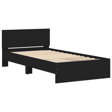 Stylish Black Bed Frame with LED Lights - 100x200 cm