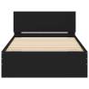 Stylish Black Bed Frame with LED Lights - 100x200 cm