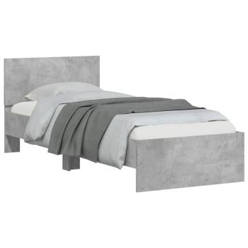 Concrete Grey Bed Frame with LED Lights - 90x200 cm