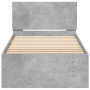 Concrete Grey Bed Frame with LED Lights - 90x200 cm