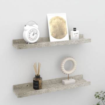 Wall Shelves 2 pcs Concrete Grey - Stylish Home Storage