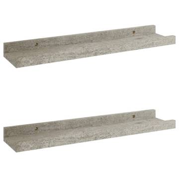 Wall Shelves 2 pcs Concrete Grey - Stylish Home Storage