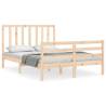 Solid Wood Bed Frame with Headboard - 140x200 cm | HipoMarket