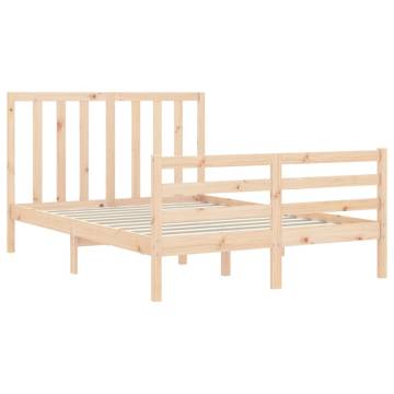 Solid Wood Bed Frame with Headboard - 140x200 cm | HipoMarket