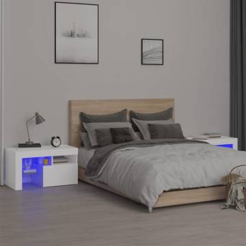 Stylish Bedside Cabinets with LED Lights - Set of 2