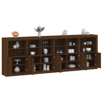 Modern Sideboard with LED Lights - Brown Oak | Hipo Market