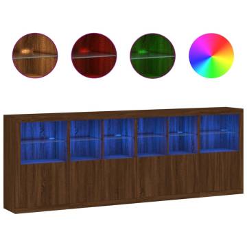 Modern Sideboard with LED Lights - Brown Oak | Hipo Market