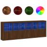 Modern Sideboard with LED Lights - Brown Oak | Hipo Market