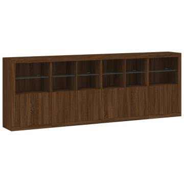 Modern Sideboard with LED Lights - Brown Oak | Hipo Market