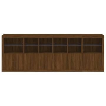 Modern Sideboard with LED Lights - Brown Oak | Hipo Market