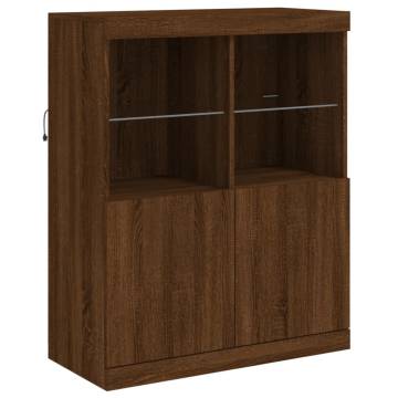 Modern Sideboard with LED Lights - Brown Oak | Hipo Market