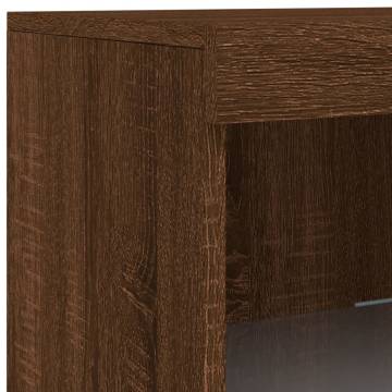 Modern Sideboard with LED Lights - Brown Oak | Hipo Market