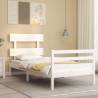 Bed Frame with Headboard White Single Solid Wood Colour white Size 90 x 190 cm Model low 