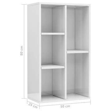 High Gloss White Book Cabinet - Stylish Storage Solution