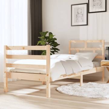 Solid Wood Bed Frame 75x190 cm - Modern Small Single Design