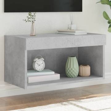 Stylish TV Cabinet with LED Lights - Concrete Grey 60x30x30 cm