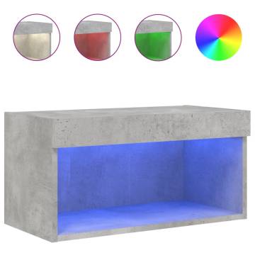 Stylish TV Cabinet with LED Lights - Concrete Grey 60x30x30 cm