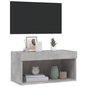 Stylish TV Cabinet with LED Lights - Concrete Grey 60x30x30 cm