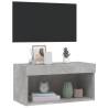 Stylish TV Cabinet with LED Lights - Concrete Grey 60x30x30 cm