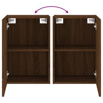 Stylish Brown Oak TV Wall Cabinets - Set of 2 | HipoMarket UK