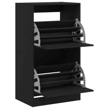 Shoe Cabinet with 2 Flip-Drawers - Black 60x42x108 cm | HipoMarket