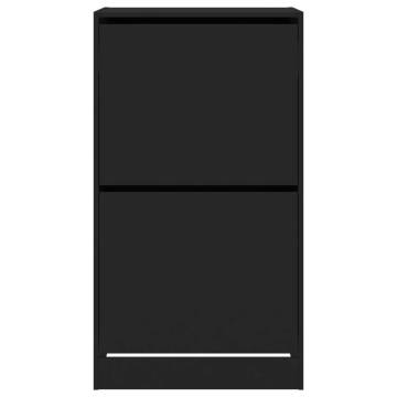 Shoe Cabinet with 2 Flip-Drawers - Black 60x42x108 cm | HipoMarket