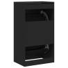 Shoe Cabinet with 2 Flip-Drawers - Black 60x42x108 cm | HipoMarket