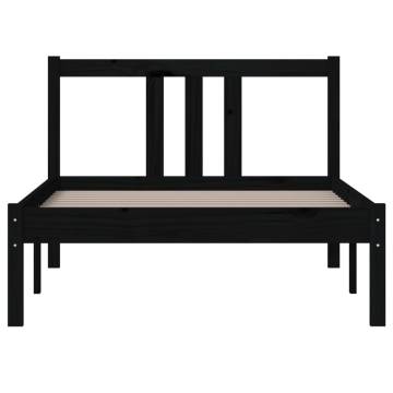 Black Solid Wood Bed Frame 90x190 cm - Stylish & Sturdy