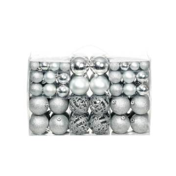 100 Piece Christmas Ball Set - Silver Ornaments for Holiday Cheer