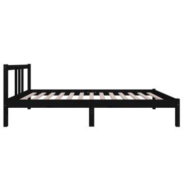 Black Solid Wood Bed Frame 90x190 cm - Stylish & Sturdy