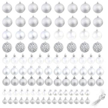 100 Piece Christmas Ball Set - Silver Ornaments for Holiday Cheer