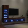 4 Piece TV Wall Units with LED - Brown Oak Engineered Wood