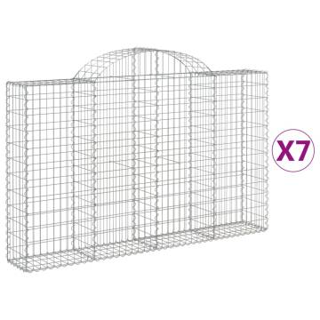 Arched Gabion Baskets - 7 pcs Galvanised Iron for Your Garden