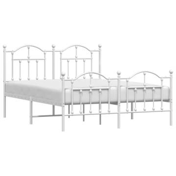 Elegant White Metal Bed Frame with Headboard 140x190 cm