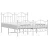 Elegant White Metal Bed Frame with Headboard 140x190 cm