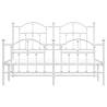 Elegant White Metal Bed Frame with Headboard 140x190 cm