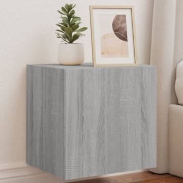 Stylish TV Wall Cabinet with LED Lights - Grey Sonoma