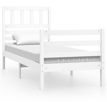 White Bed Frame 75x190 cm - Small Single Solid Wood | HipoMarket