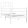 White Bed Frame 75x190 cm - Small Single Solid Wood | HipoMarket