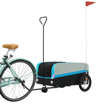 Durable Black and Blue Bike Trailer - 45 kg Capacity