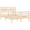 Solid Wood Small Double Bed Frame with Headboard | HiPoMarket