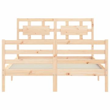 Solid Wood Small Double Bed Frame with Headboard | HiPoMarket